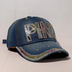 🎀 PINK Bedazzled Sparkle Gem Glitter Bling Hat( Victoria's Secret Inspired NEW